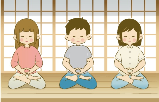 お寺で坐禅をするイメージ